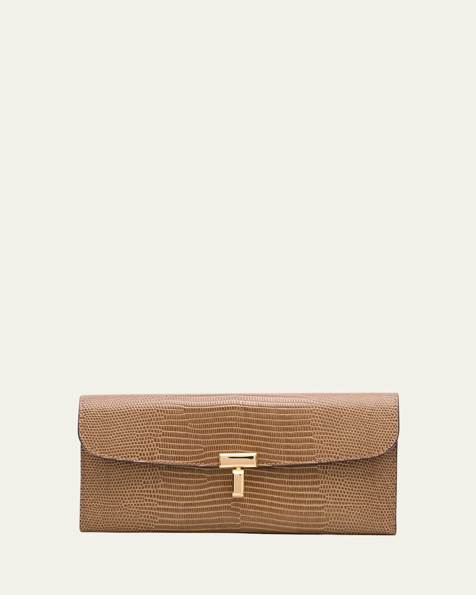 T-Lock Lizard-Embossed Leather Wallet